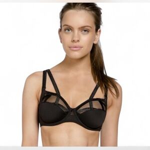 |Louisa Bracql Black Lace Sheer Bra Underwire Woman's US 38D